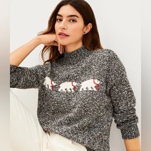 LOFT polar bear mock neck sweater